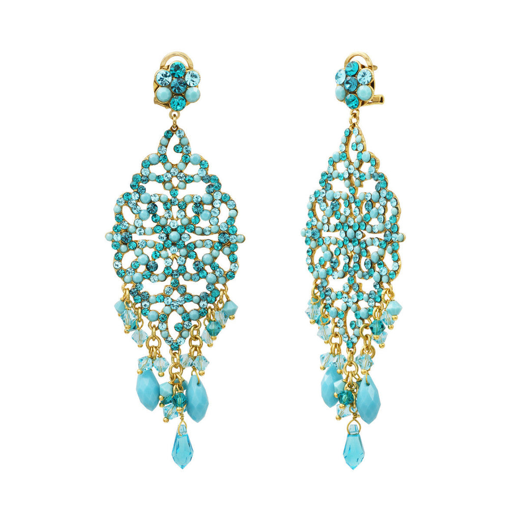 Chiara Cascade Pierced Stud Earrings - Turquoise