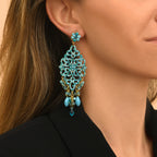Chiara Cascade Pierced Stud Earrings - Turquoise