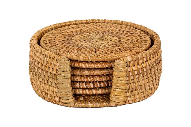 Coaster Rattan - ⌀10cm - Set De 6 In Round Holder - Naturel