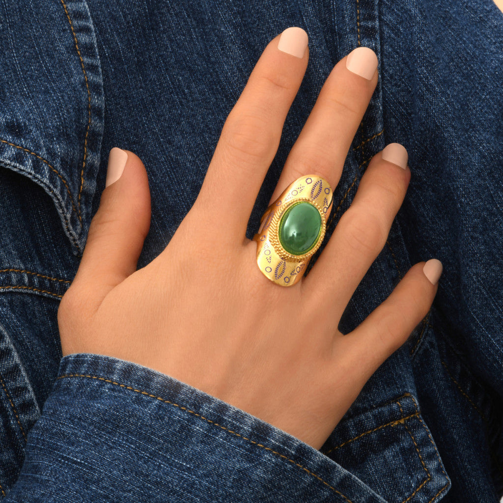 Anillo Ancho Ajustable Arizona Dream - Verde