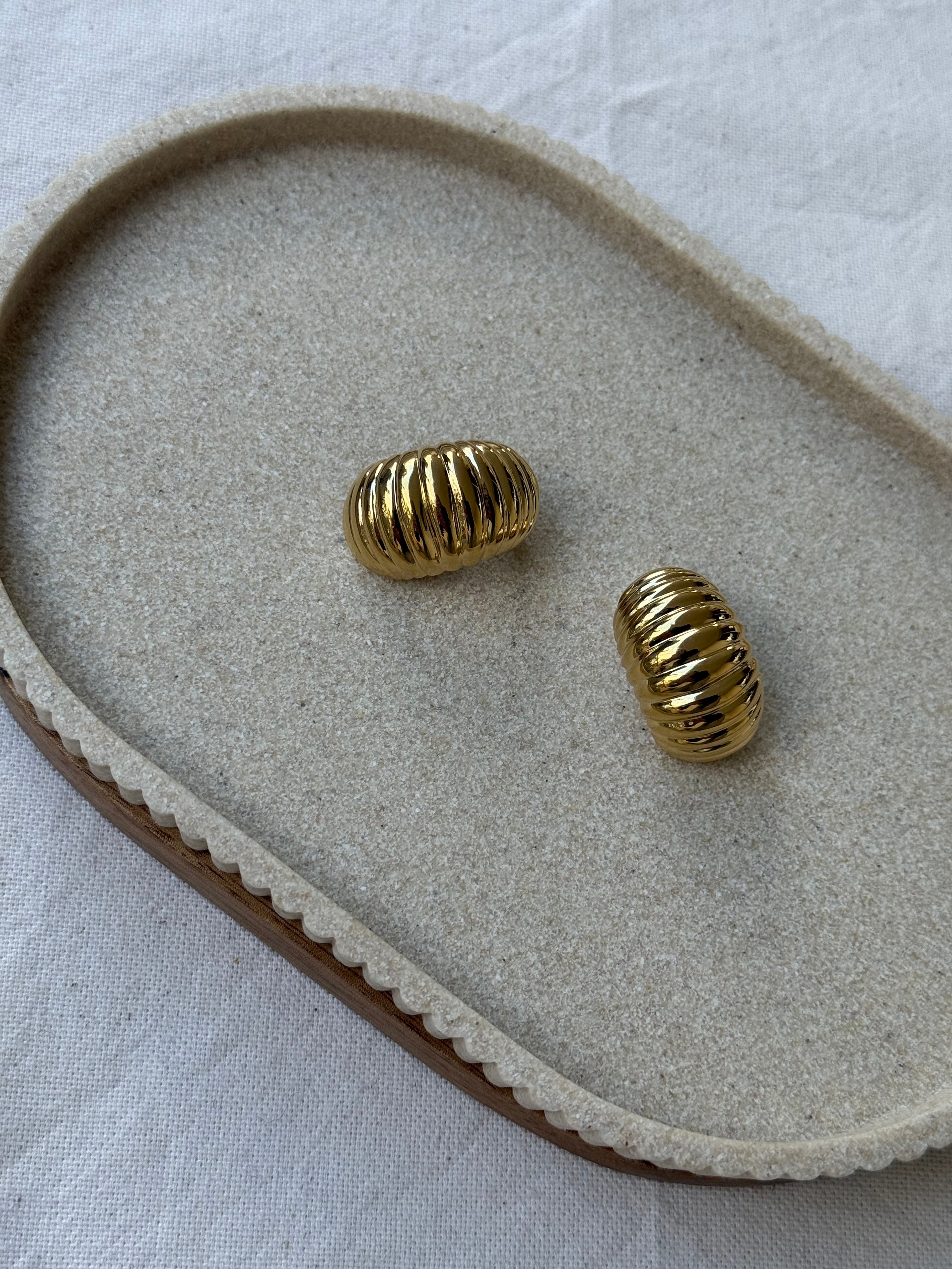 Boucles D’Oreilles Vintage - Créoles Striées Dorées