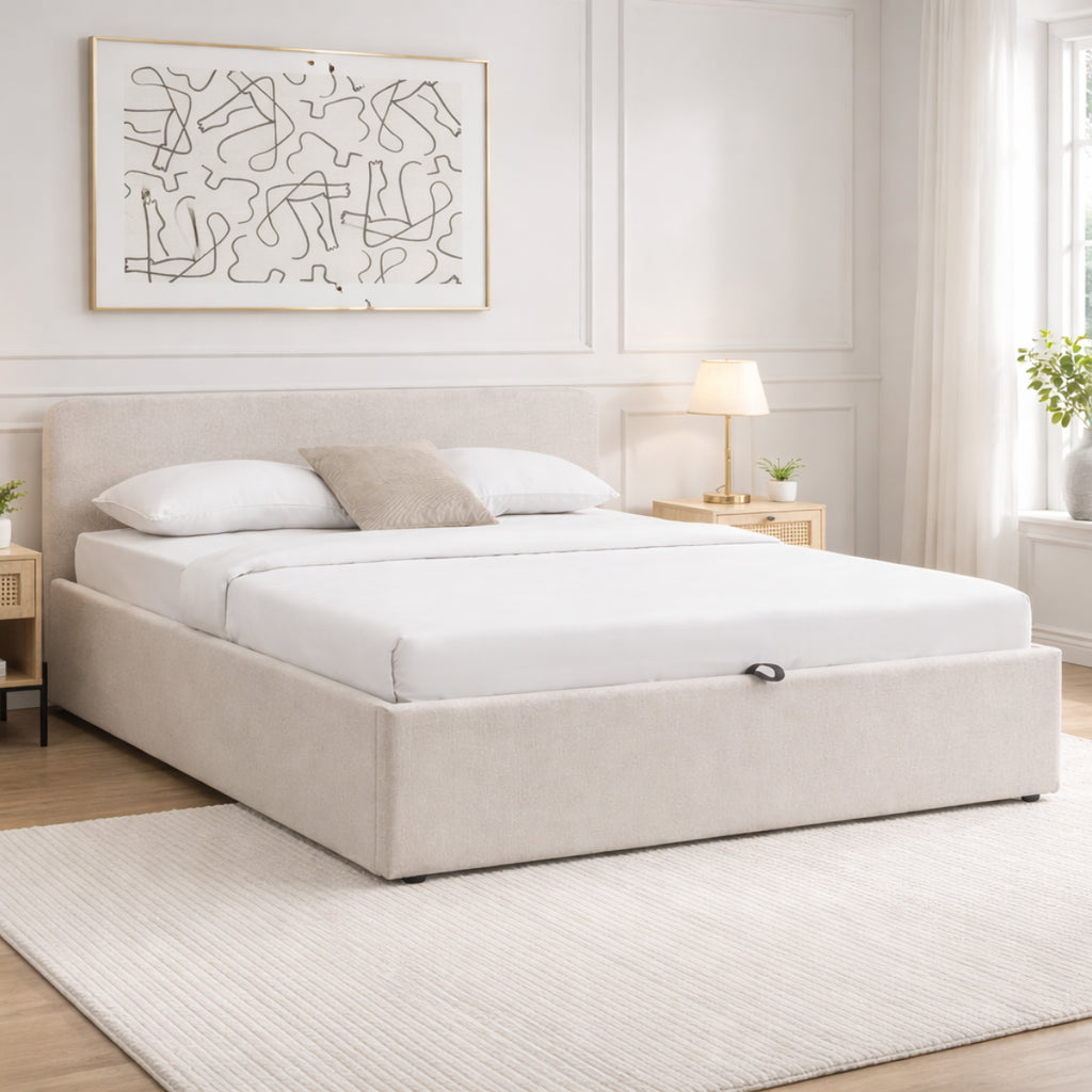 Lior - Cama contenedor - Tela - Beige