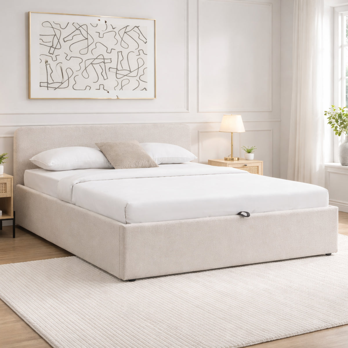 Lior - Cama contenedor - Tela - Beige