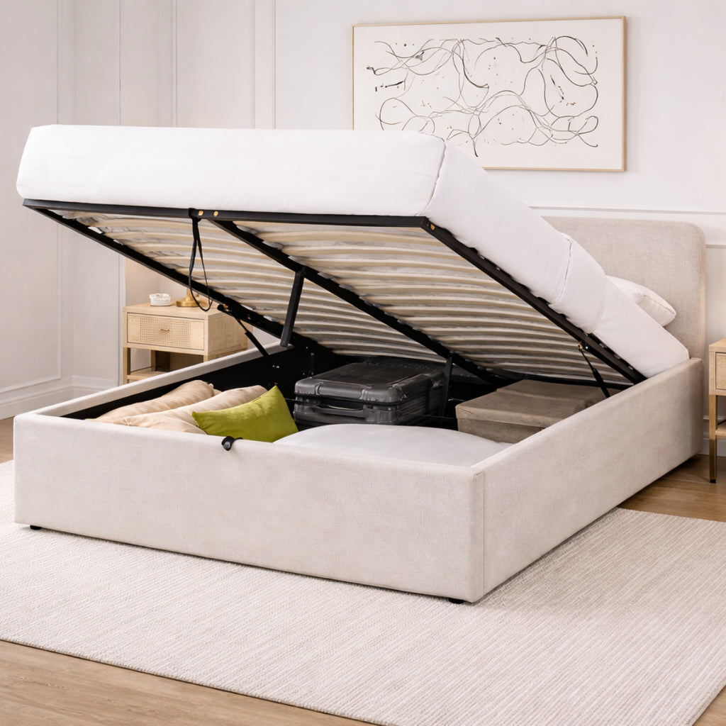 Lior - Cama contenedor - Tela - Beige