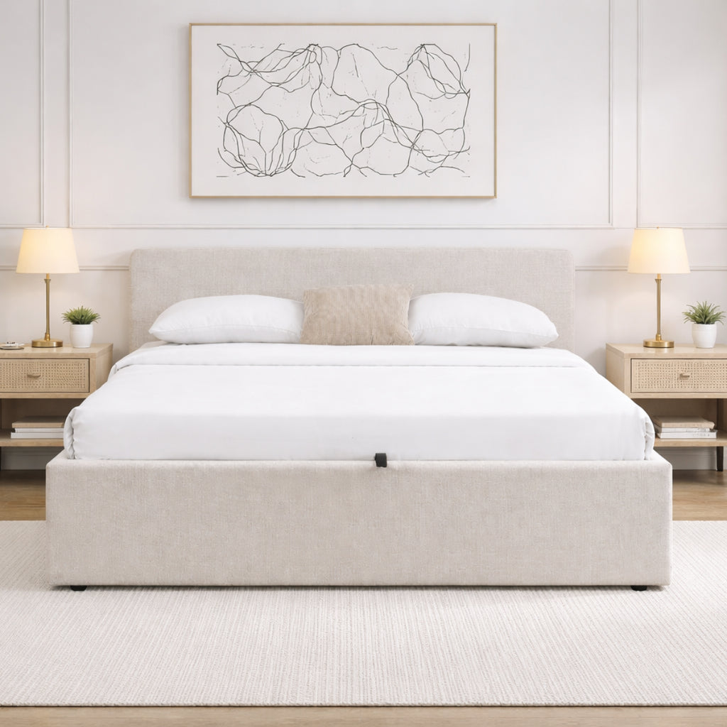 Lior - Cama contenedor - Tela - Beige