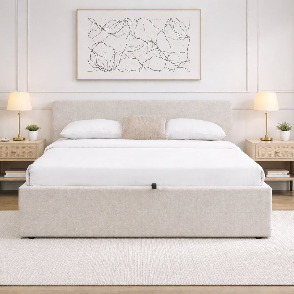 Lior - Cama contenedor - Tela - Beige