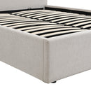 Lit Coffre Avec Tête De Lit En Tissu Beige Chiné - Lior