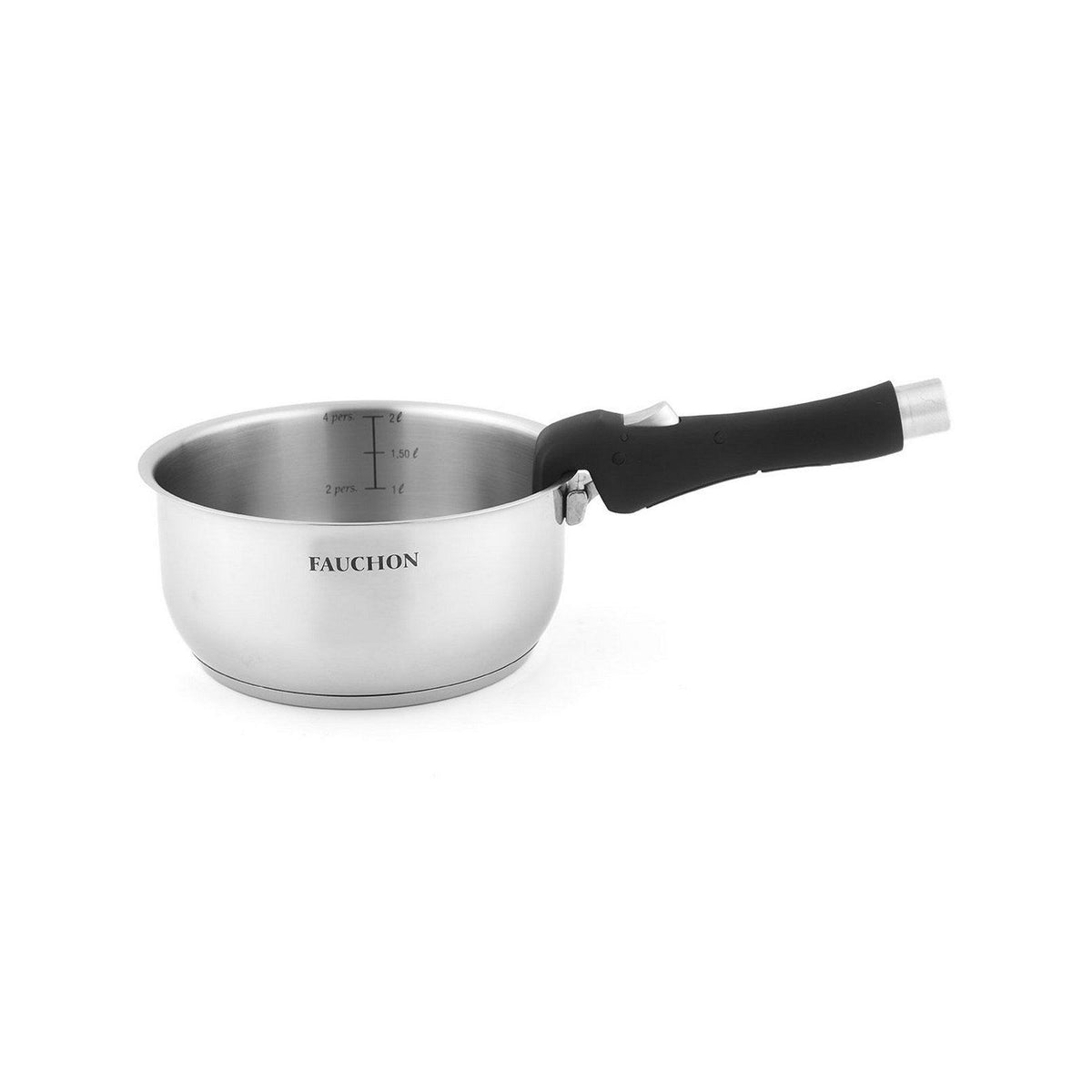 Fauchon - 3 casseruole con manico rimovibile in acciaio inox 18/8, per induzione - 16/18/20 cm - Argento