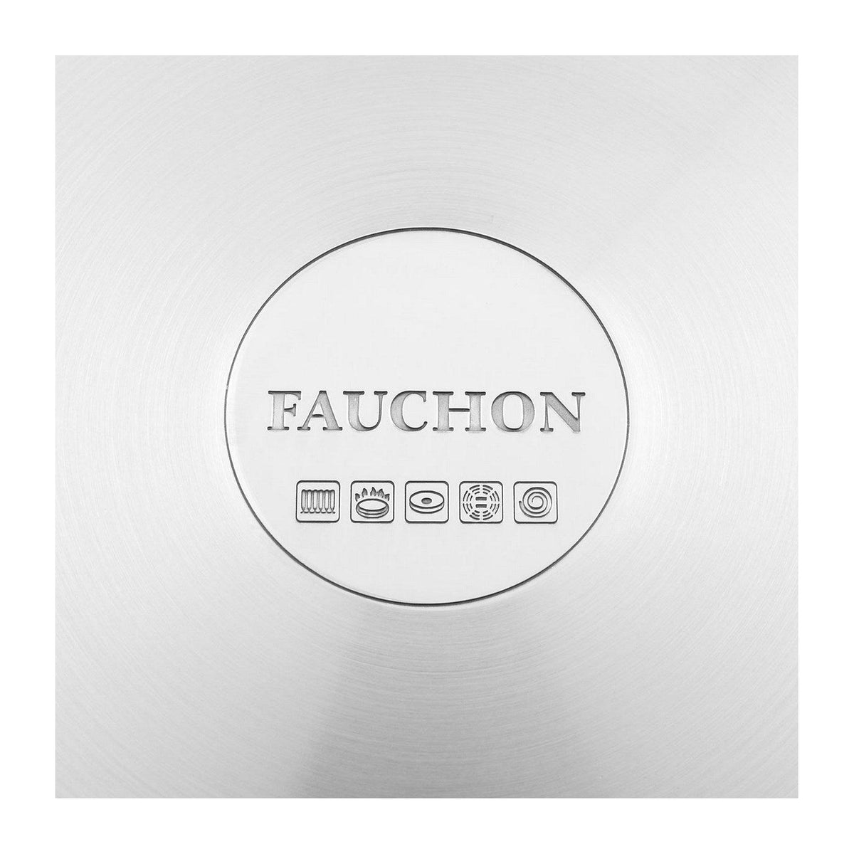 Fauchon - 3 Frying Pans 20/24/28 cm with Removable Handle 18/8 Stainless Steel Induction - Silver