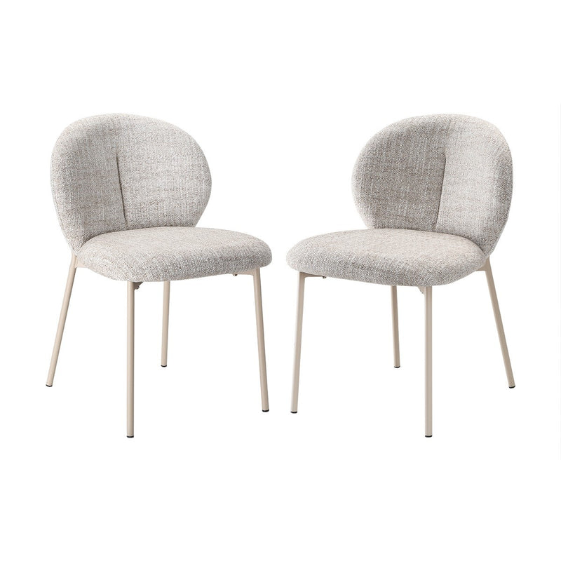 Lot De 2 Chaises En Tissu Beige Chiné - Ambre