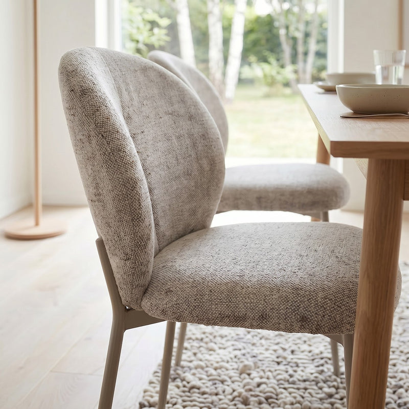 Lot De 2 Chaises En Tissu Beige Chiné - Ambre