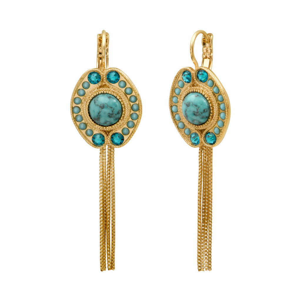 Circus Chain Sleeper Earrings - Turquoise