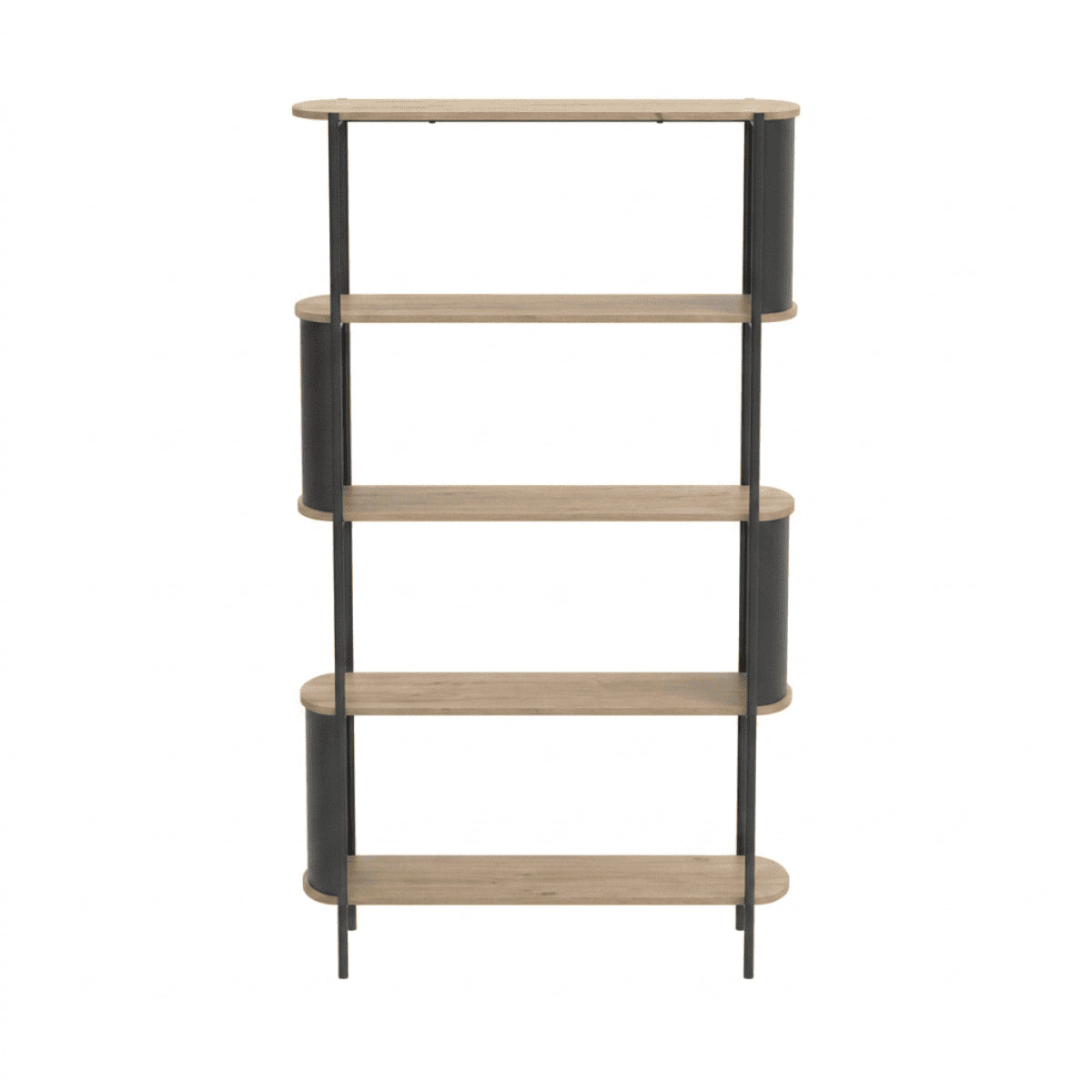 Eklo - Estante alto de 5 niveles - Madera y metal - Negro