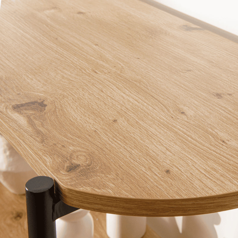 Etagère Haute 5 Niveaux Effet Bois Avec Flancs En Métal Noir - Eklo