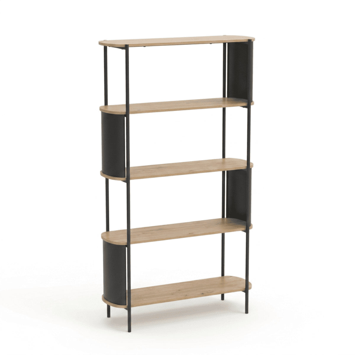 Eklo - Estante alto de 5 niveles - Madera y metal - Negro