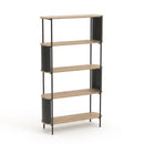 Etagère Haute 5 Niveaux Effet Bois Avec Flancs En Métal Noir - Eklo