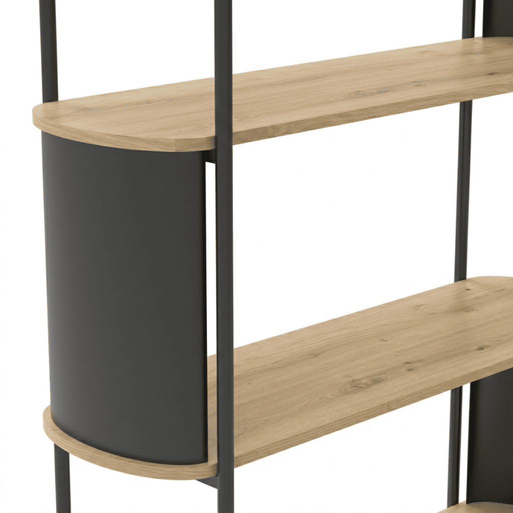 Eklo - Estante alto de 5 niveles - Madera y metal - Negro
