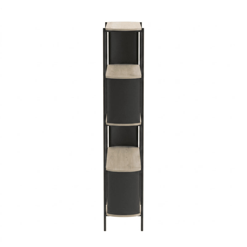 Etagère Haute 5 Niveaux Effet Bois Avec Flancs En Métal Noir - Eklo