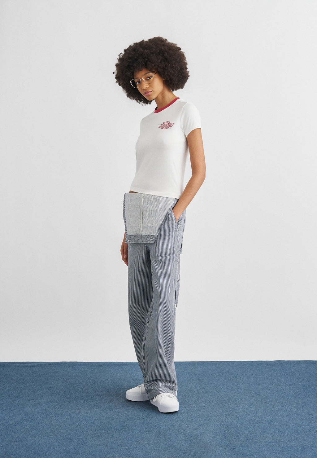 T-shirt con bordi a contrasto donna Plainville - White