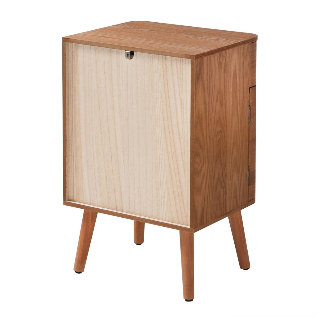 Karl - Chevet 1 Tiroir/1 Porte Bords Arrondis - Bois Foncé