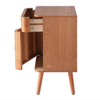 Karl - Chevet 1 Tiroir/1 Porte Bords Arrondis - Bois Foncé