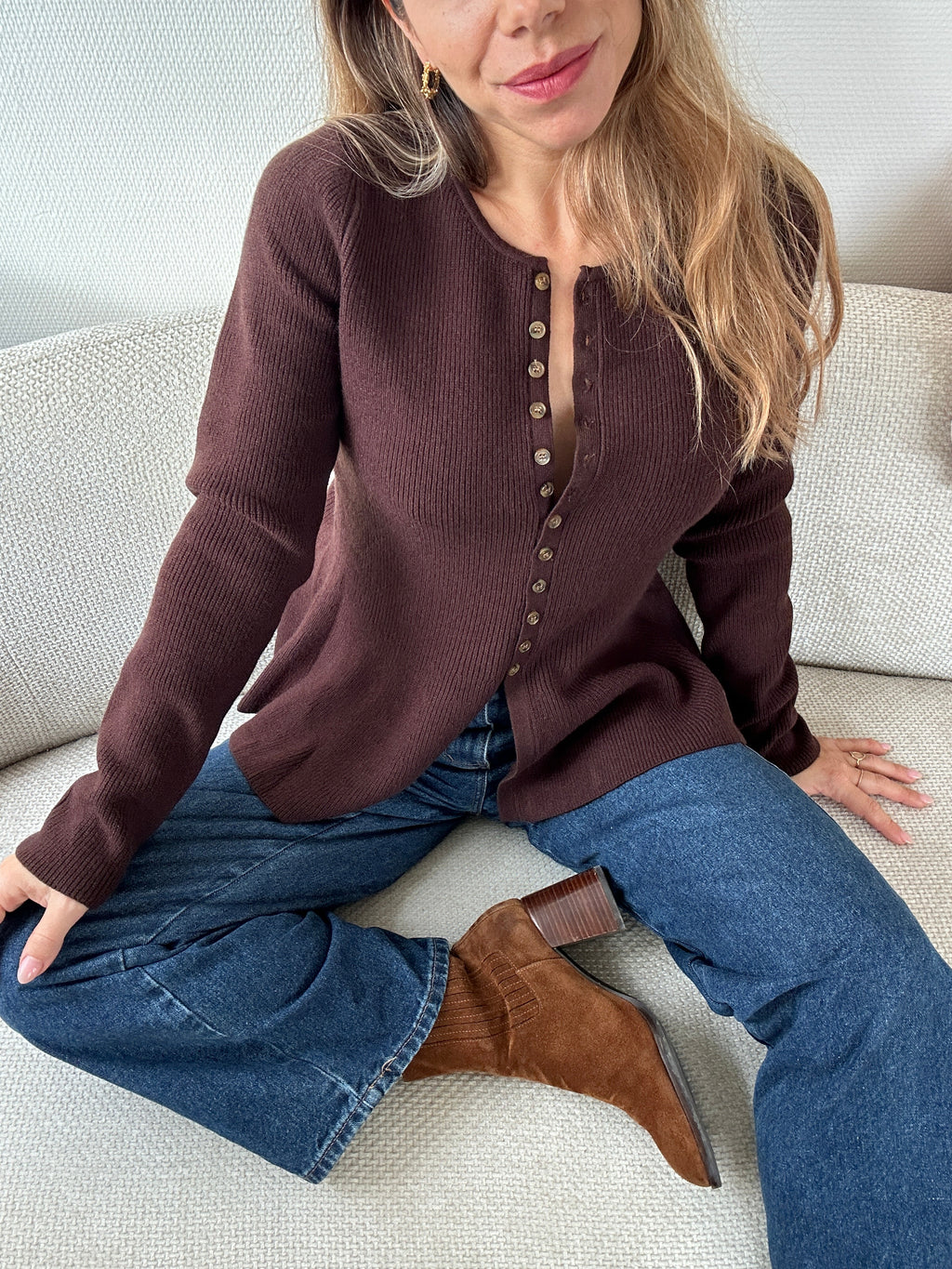 Jersey Albane Chocolate Fino Peplum