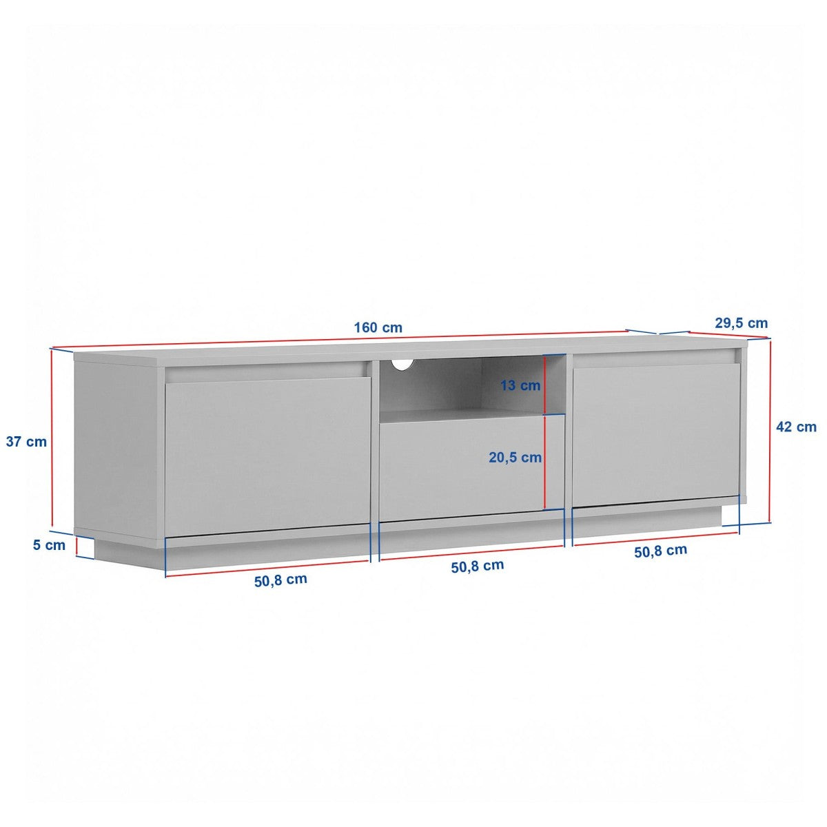 Lume - Mueble de TV 3 puertas abatibles/1 nicho - Nogal