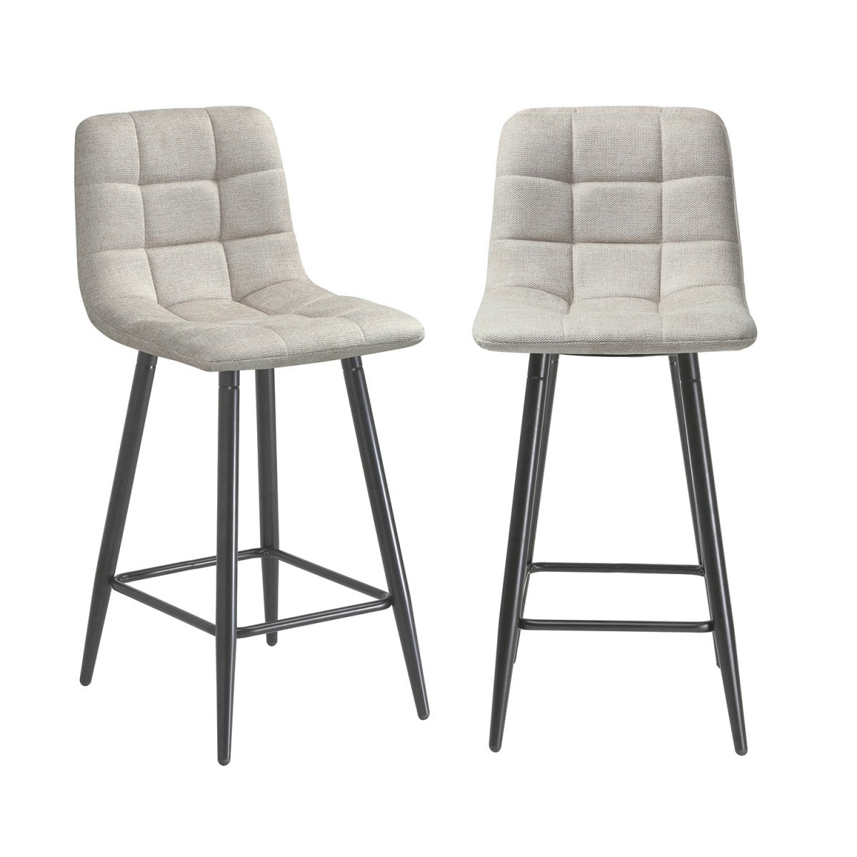 Sia - Set of 2 Padded Stools - Beige Mottled Fabric