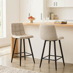 Sia - Set of 2 Padded Stools - Beige Mottled Fabric