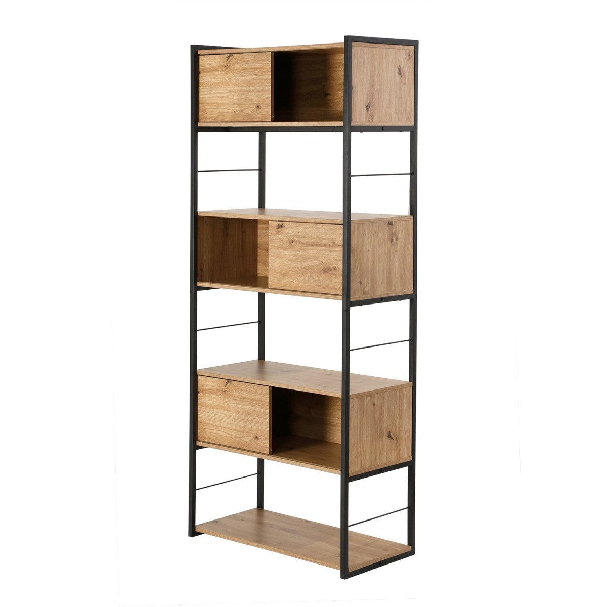 Lenny - Biblioteca de 3 puertas correderas - Madera clara