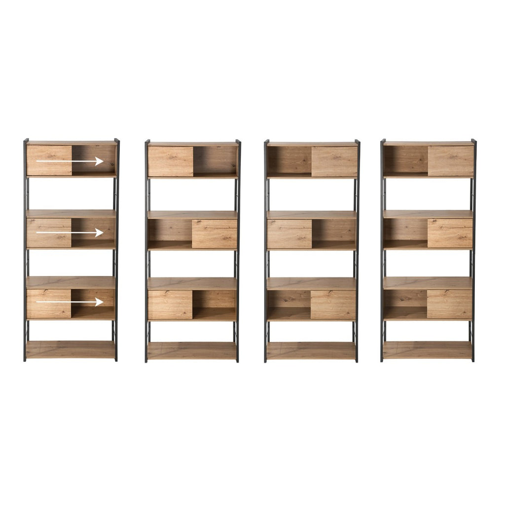 Lenny - Biblioteca de 3 puertas correderas - Madera clara