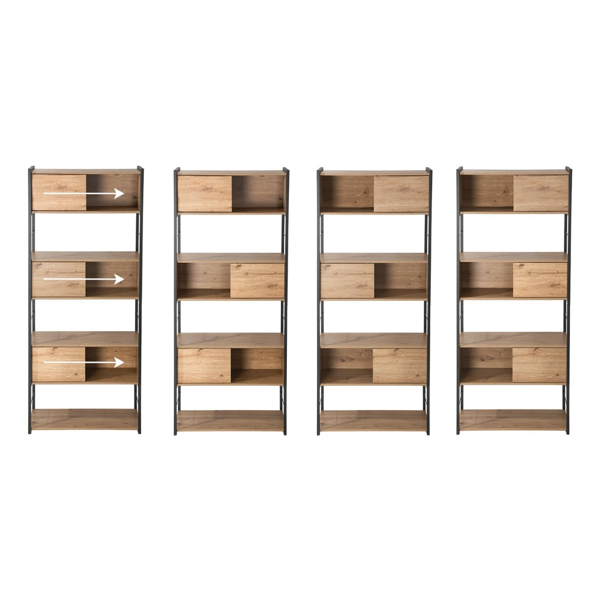 Lenny - Biblioteca de 3 puertas correderas - Madera clara