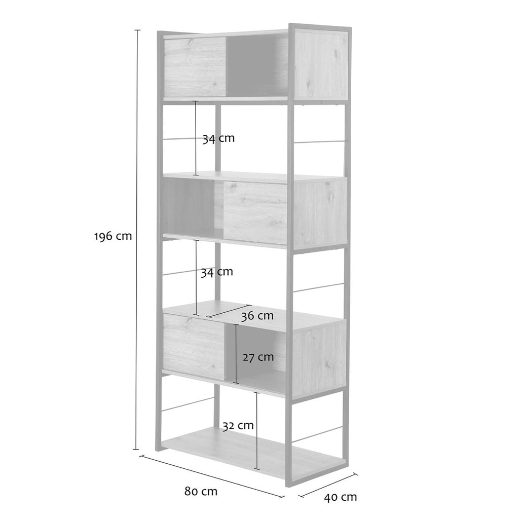 Lenny - Biblioteca de 3 puertas correderas - Madera clara
