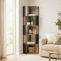 Eklo - Étagère D'Angle 5 Niveaux - Bois & Métal Noir