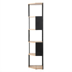 Eklo - Étagère D'Angle 5 Niveaux - Bois & Métal Noir
