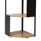 Eklo - Étagère D'Angle 5 Niveaux - Bois & Métal Noir