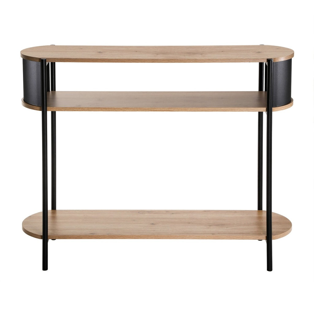 Eklo - 3-Level Console Table - Wood & Black Metal