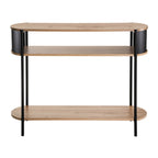 Eklo - 3-Level Console Table - Wood & Black Metal