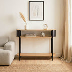 Eklo - 3-Level Console Table - Wood & Black Metal