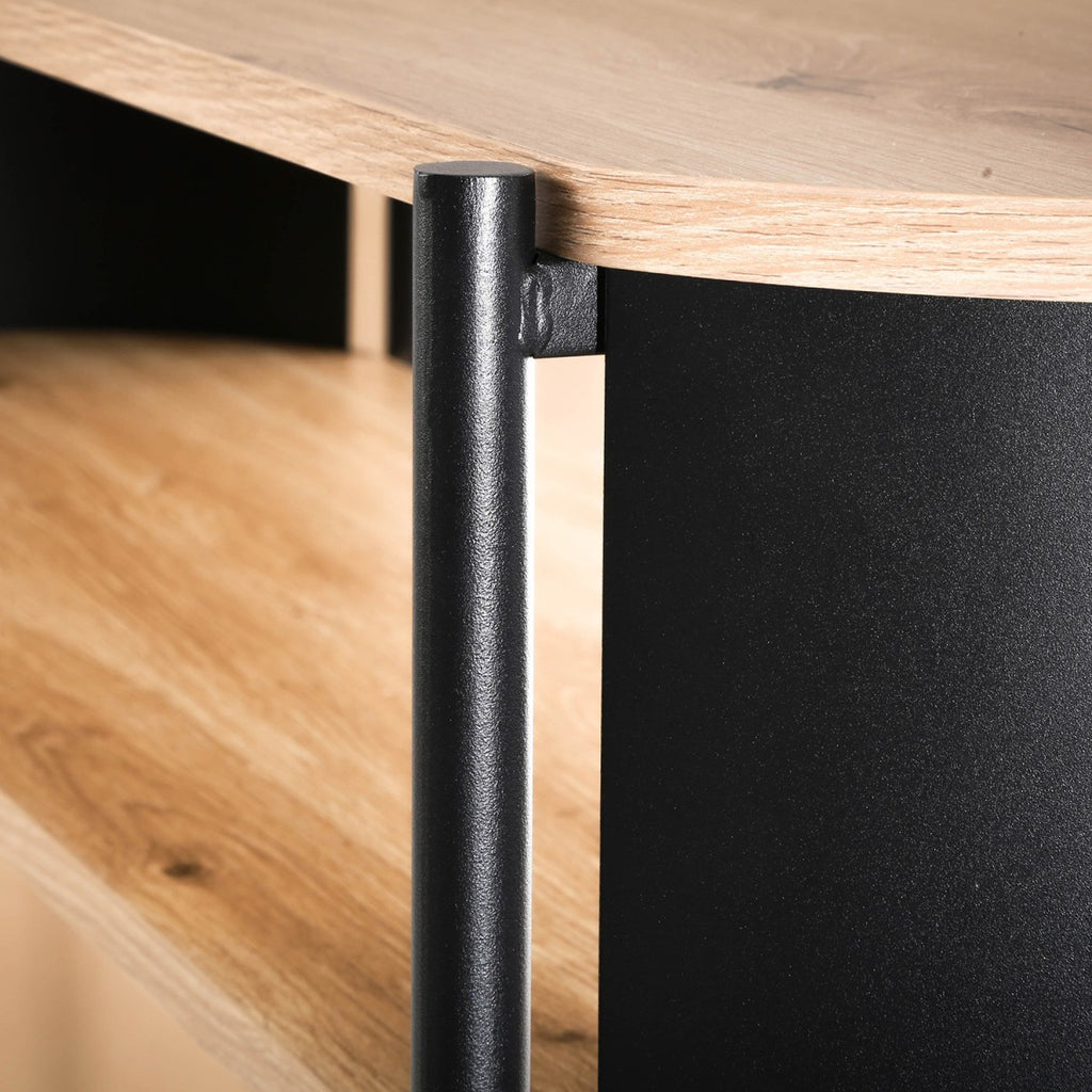 Eklo - 3-Level Console Table - Wood & Black Metal
