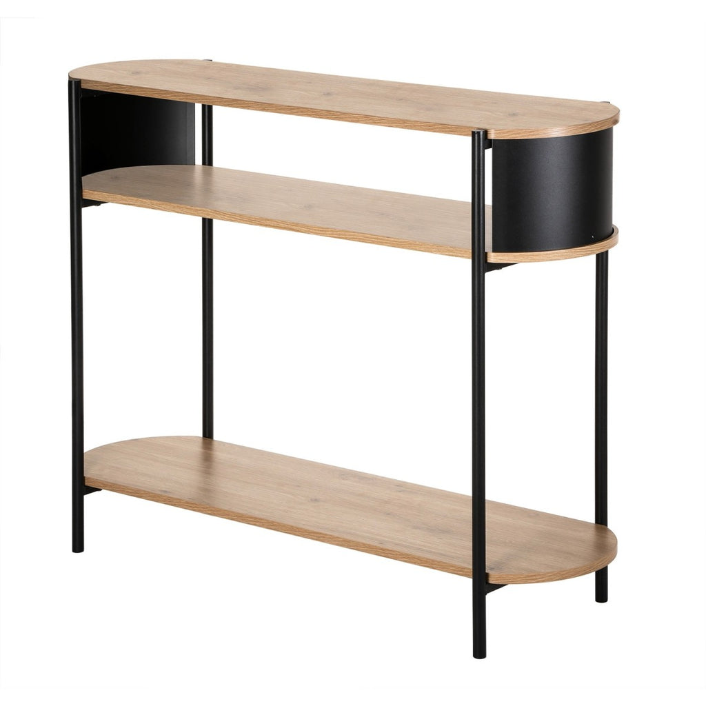 Eklo - 3-Level Console Table - Wood & Black Metal