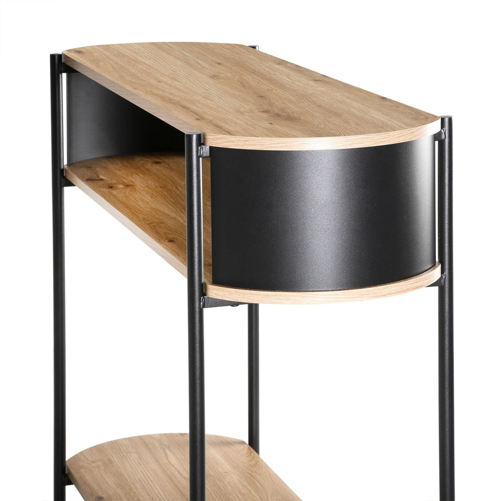 Eklo - 3-Level Console Table - Wood & Black Metal