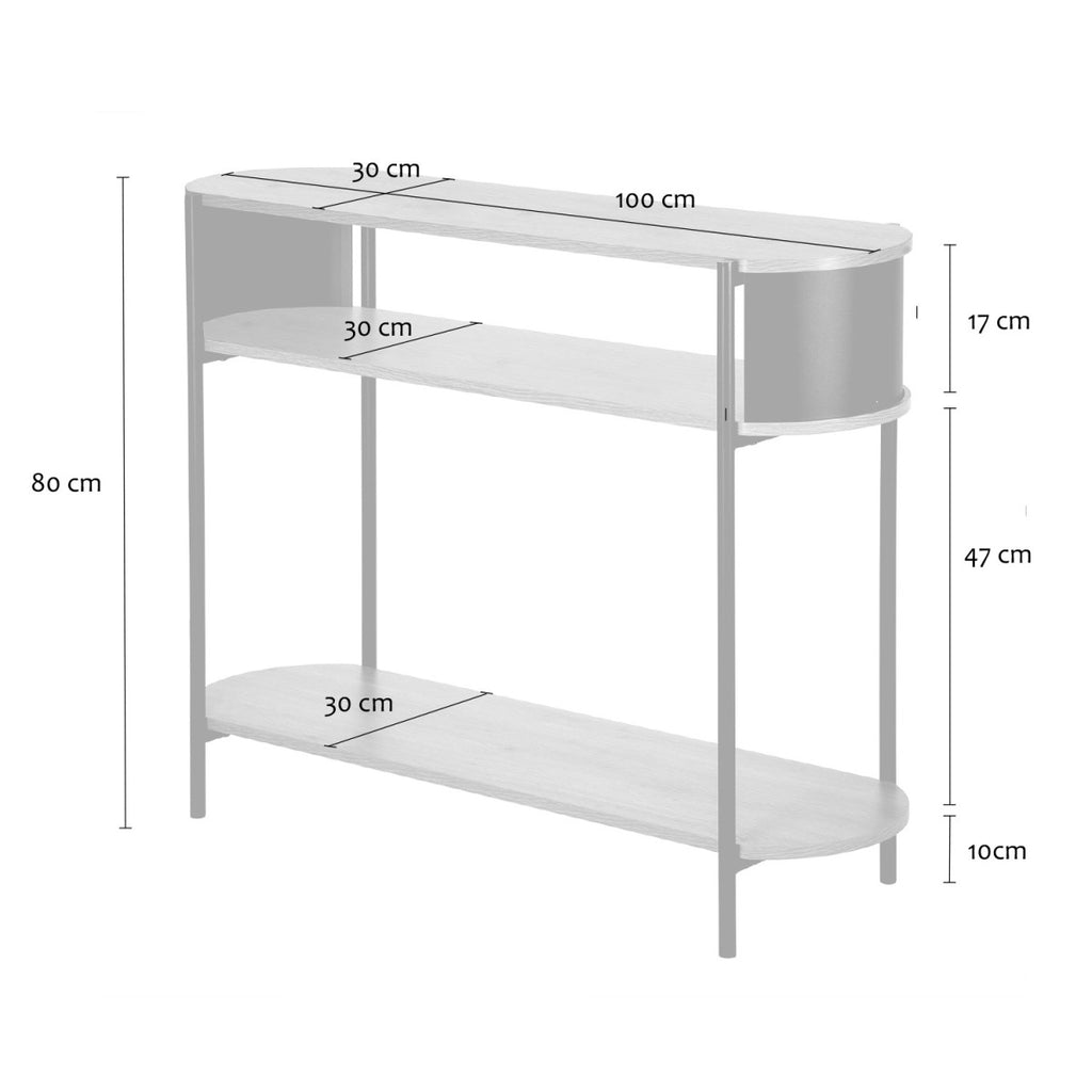 Eklo - 3-Level Console Table - Wood & Black Metal