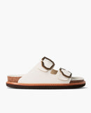 Vestido de cuero Galia Sandalias blancas