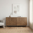 Eden - Aparador 4 puertas con frentes laminados - Madera clara