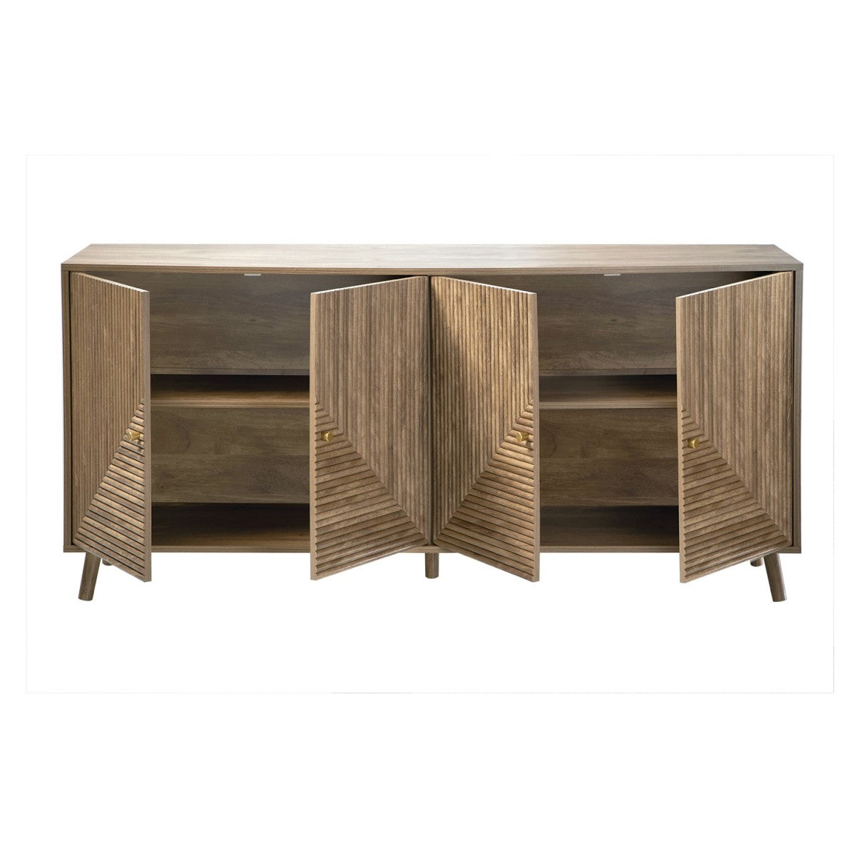 Eden - Aparador 4 puertas con frentes laminados - Madera clara