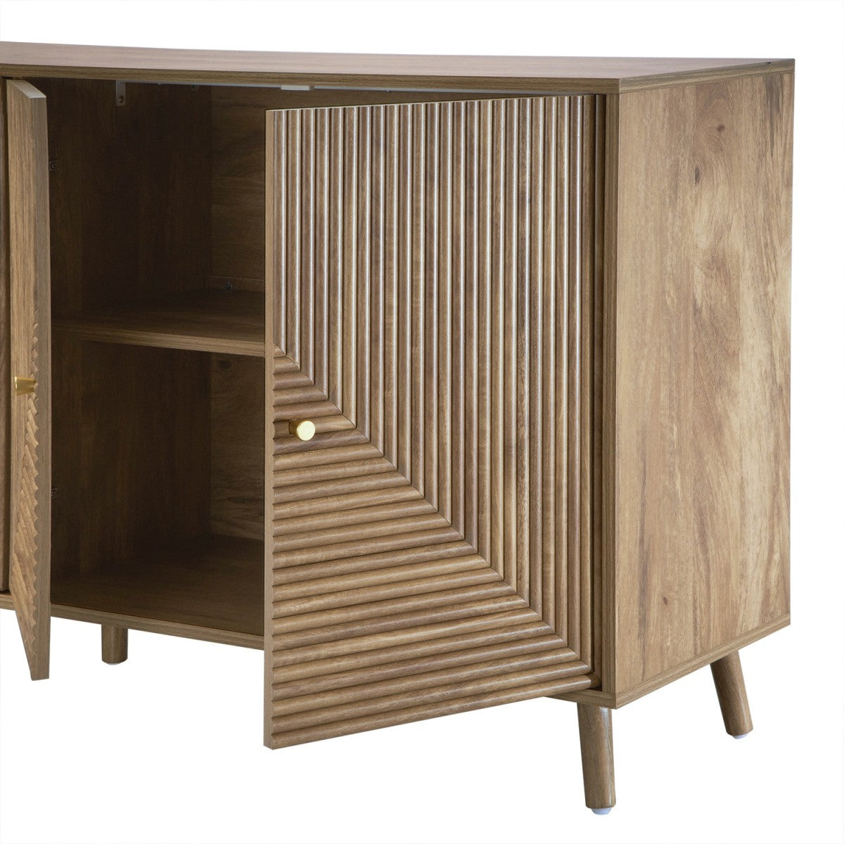 Eden - Aparador 4 puertas con frentes laminados - Madera clara