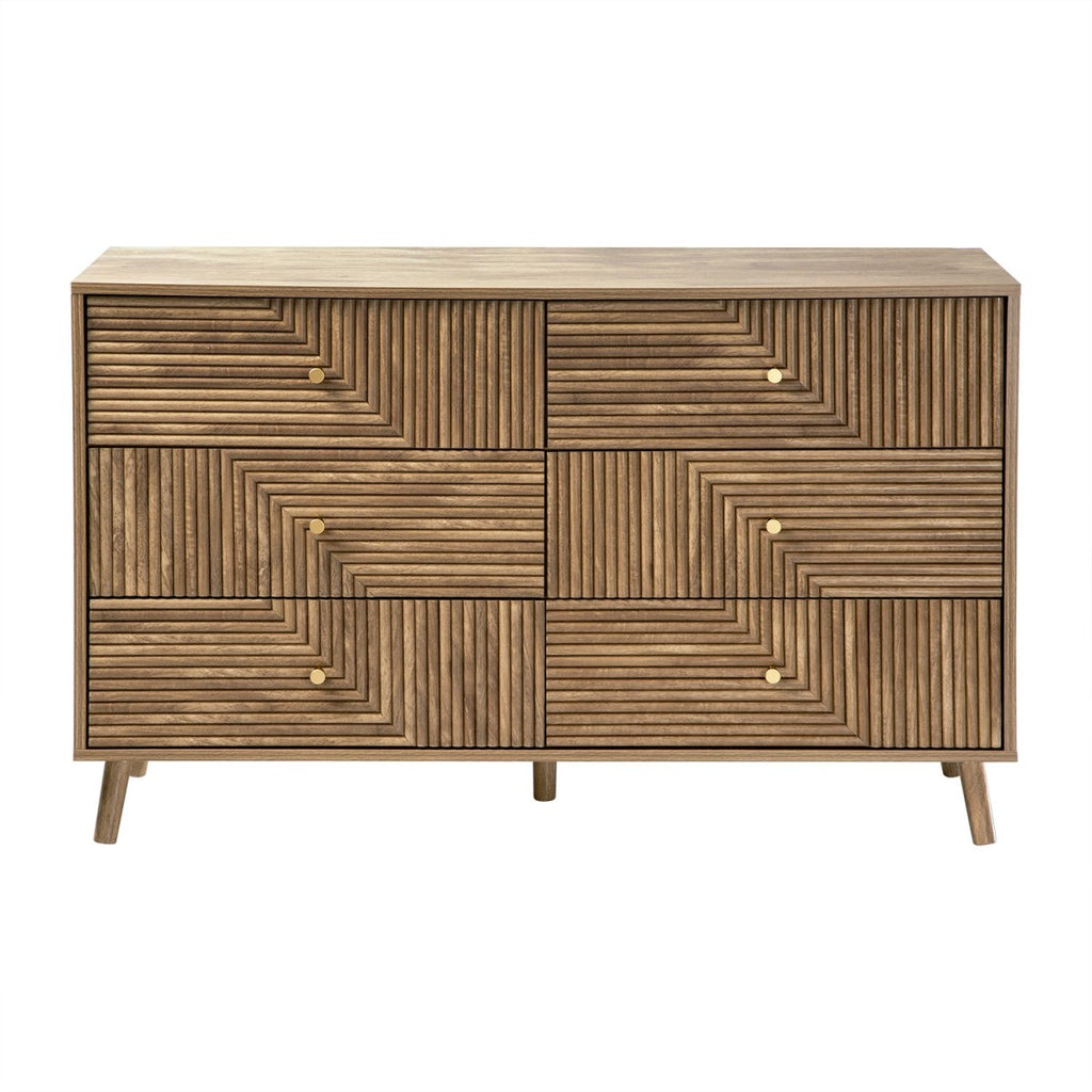 Eden - Cómoda de 6 cajones con frentes laminados - Madera clara