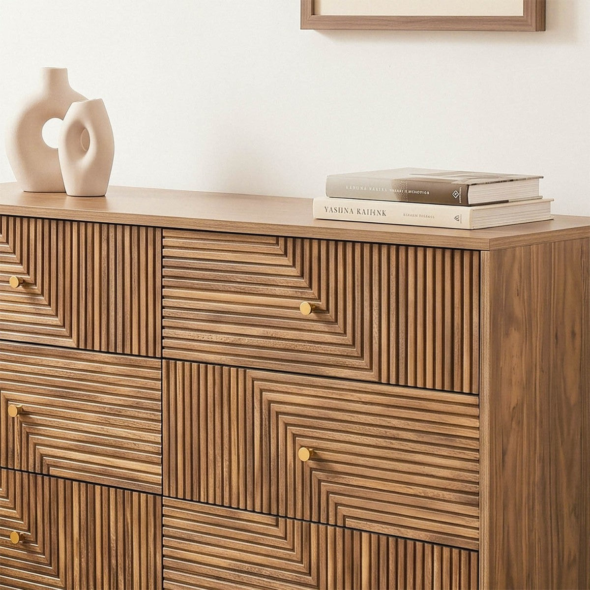 Eden - Cómoda de 6 cajones con frentes laminados - Madera clara
