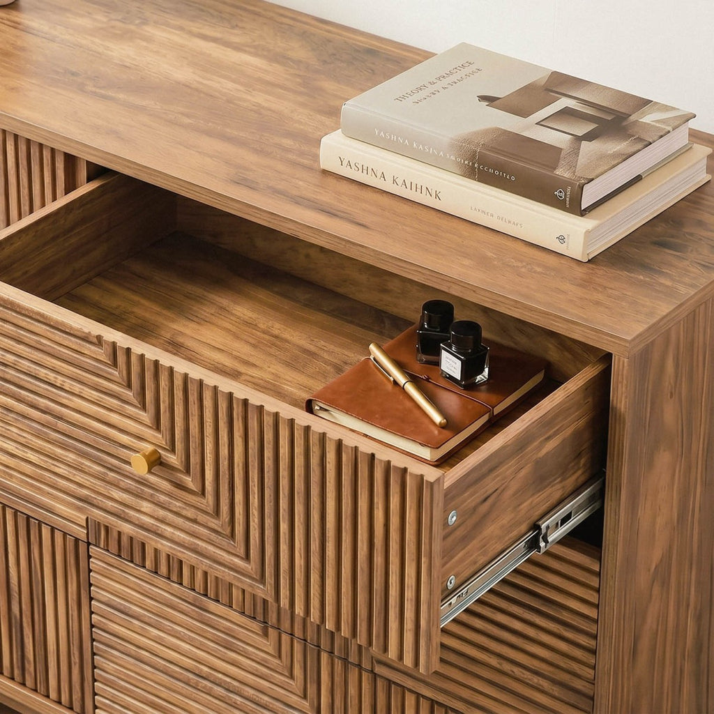 Eden - Cómoda de 6 cajones con frentes laminados - Madera clara